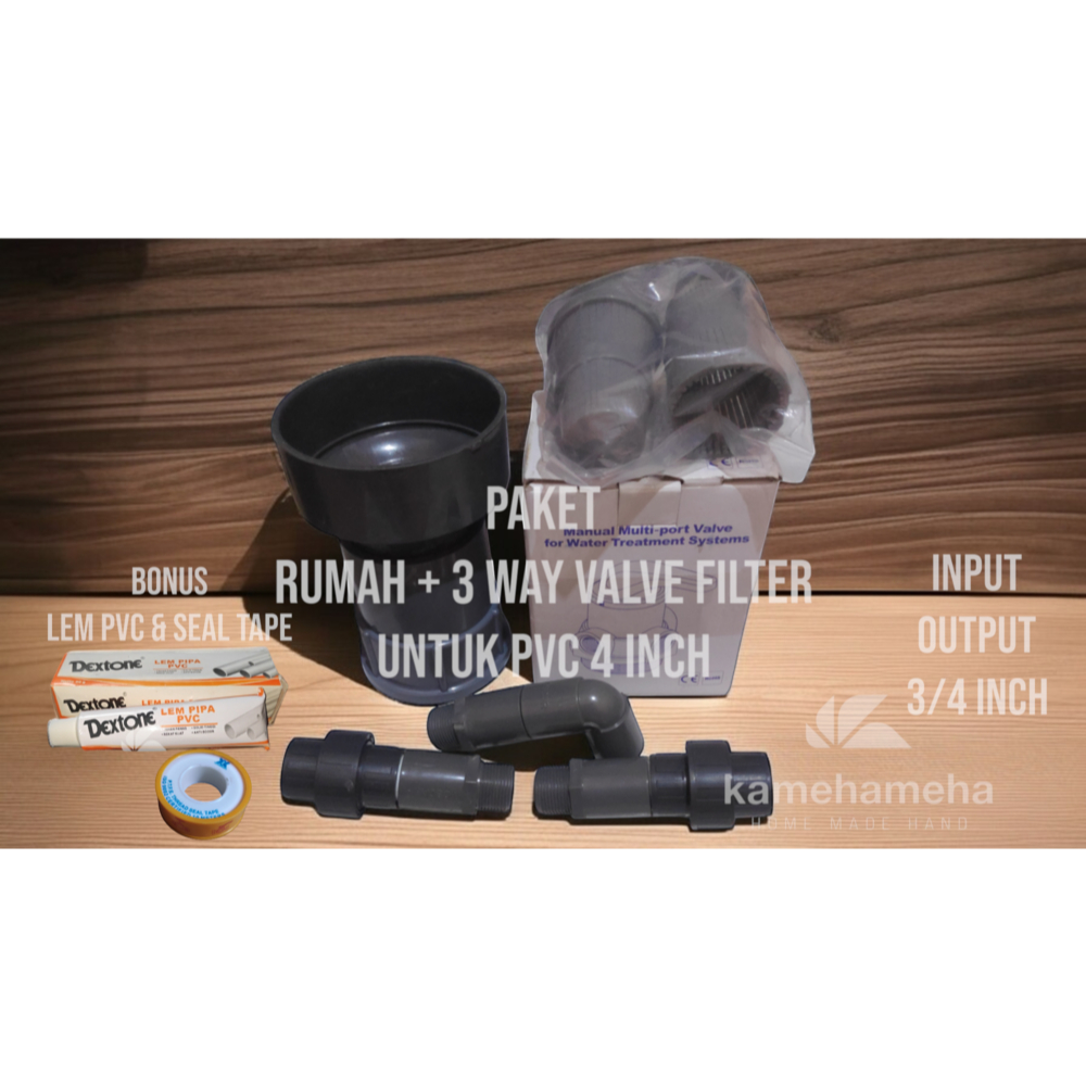 Rumah 3 Way Valve Filter Frp Untuk Paralon Pvc 4 Inch