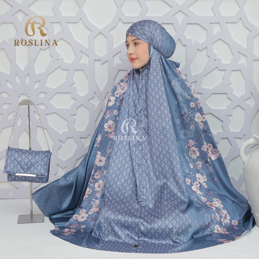 Roslina Mukena Maxmara Luxury Jumbo Printing Laser cut Silk Motif Premium