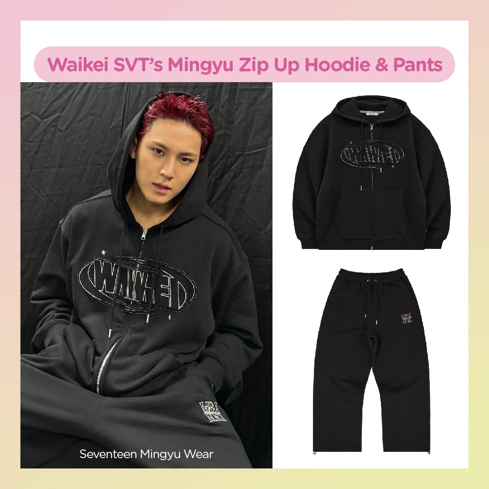 Waikei Seventeen Mingyu - Applique Zip Up Hoodie & Embroidery Sweatpants [Original PO Korea]