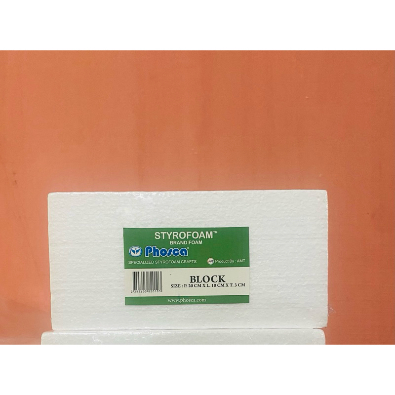 

Styrofoam Block 20 x 10 x 3cm