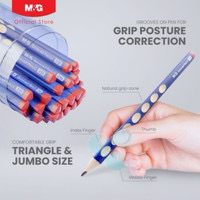 

M&G 2B GROOVED PENCIL AWPQ 0915 | PENSIL BELAJAR TULIS 2B | PENSIL ANAK SEGITIGA UKURAN BESAR | HARGA ECER