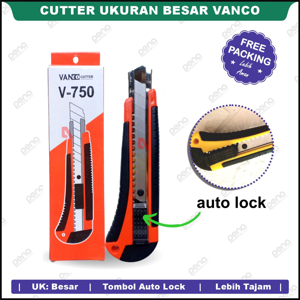 

Cutter Besar Cuter Alat Potong Ukuran Besar Auto Lock Vanco V-750