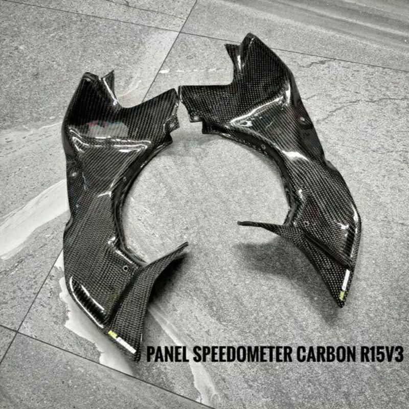 Cover panel dashboard speedo meter custom utk yamaha r15 v3 bahan karbon kevlar