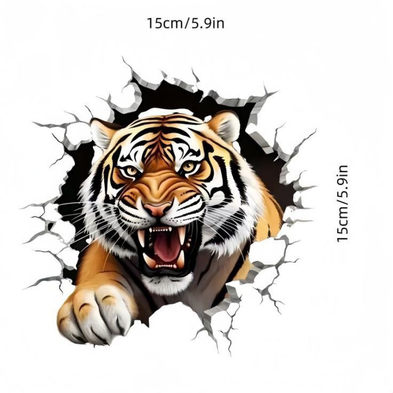 

stiker 3D macan keren, stiker print sudah cutting, size 15 x 18 cm, anti air