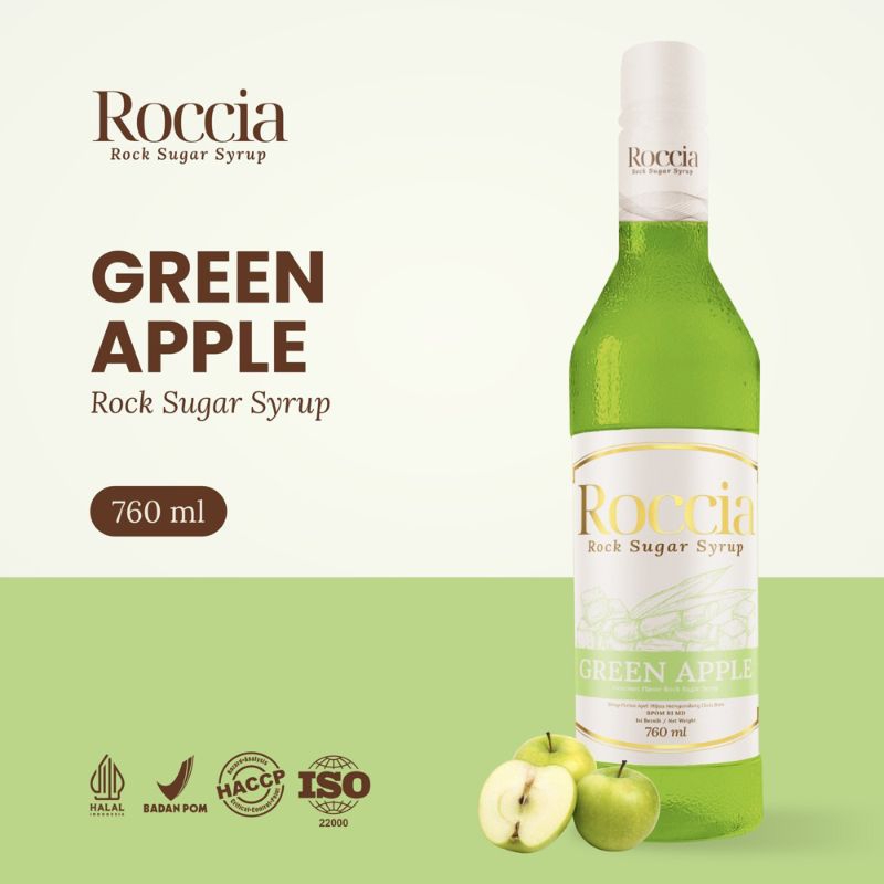 

Roccia Rock Sugar Syrup Green Apple - Syrup Gula Batu Rasa Apel Hijau 760ml