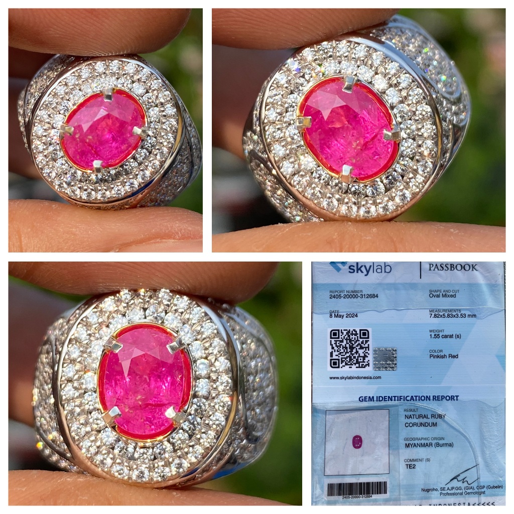 Natural 1.55ct pinkish red ruby myanmar Burma heat