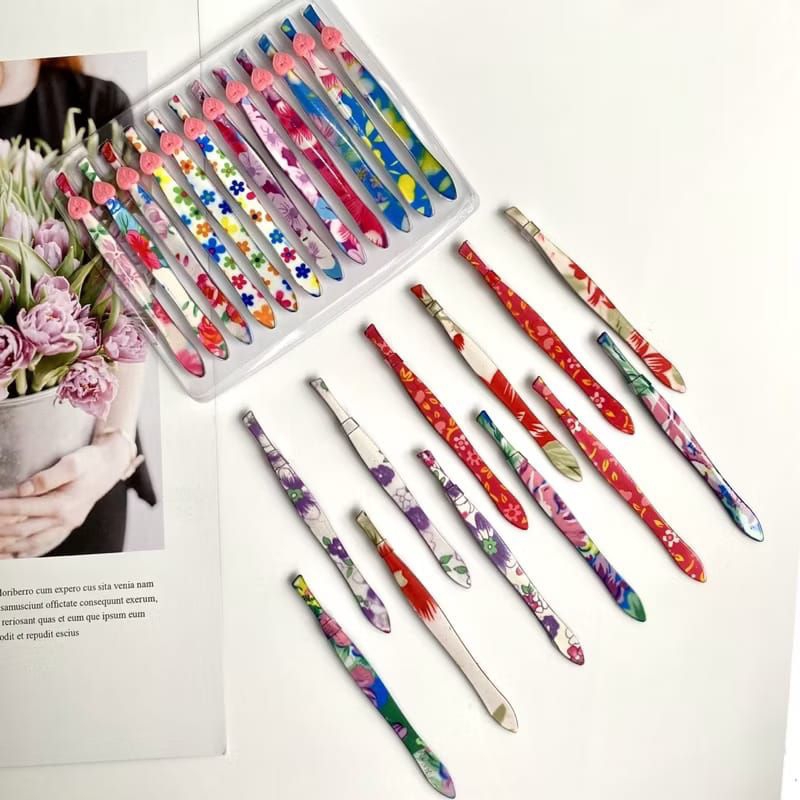 PINSET MOTIF BUNGA 12 PCS PINSET CABUTAN UBAN MOTIF