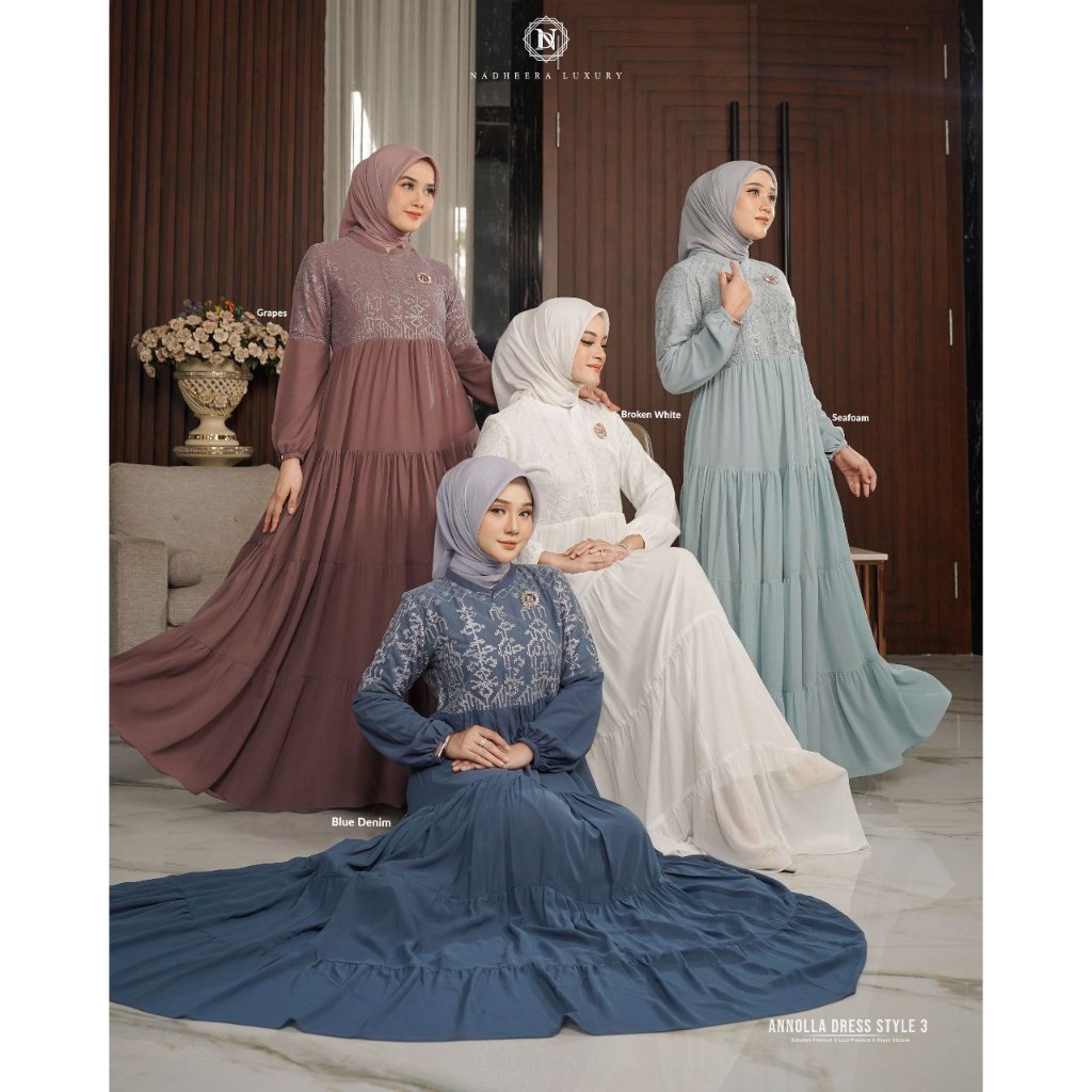 ANNOLLA DRESS NADHEERA LUXURY / DRESS KONDANGAN / GAMIS NADHEERA LUXURY ORI / DRESS DEWASA / GAMIS A