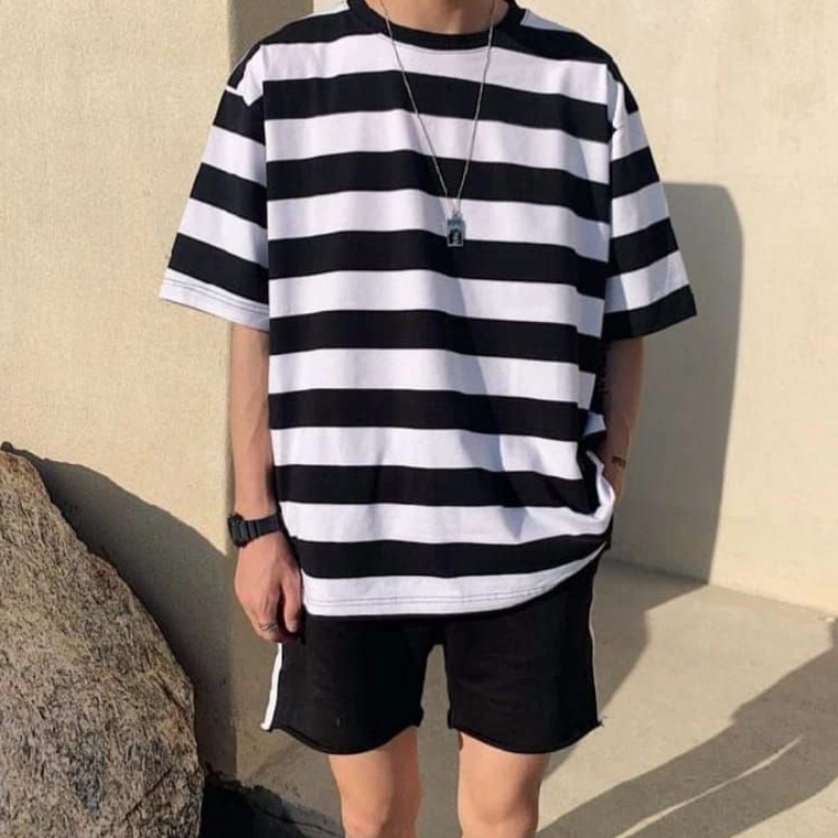 55PALING DIMINATI Baju kaos garis garis Baju kaos salur baju kaos Stripe Bajua kaos Distro Baju kaos