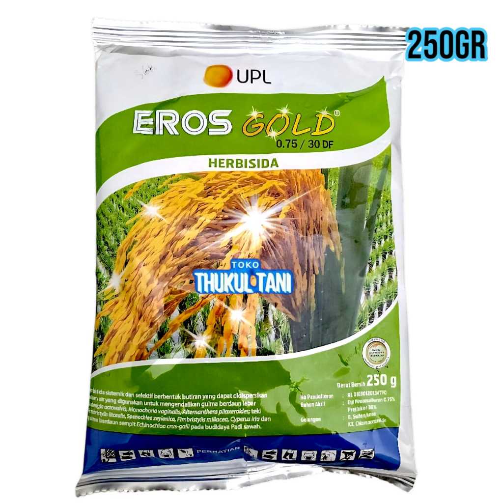 HERBISIDA EROS GOLD 250GRAM 30DF RACUN PEMBASMI RUMPUT LIAR OBAT PENGENDALI GULMA TANAMAN PADI