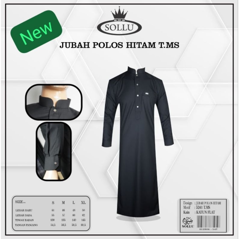 Jubah Pria SOLLU /Pakaian Gamis Pria Muslim Dewasa Lengan Panjang