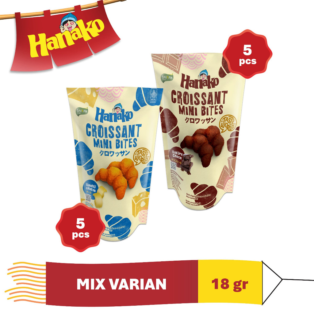 

Hanako Snack Croissant Mini Bites Mix Varian 10 x 18 gr