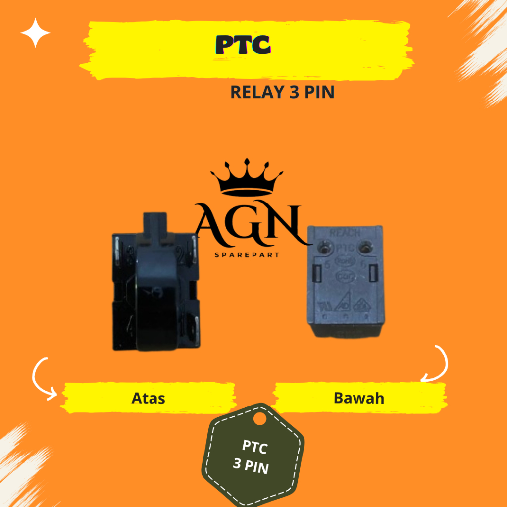 PTC RELAY KULKAS FREZZER SHOWECASE 3 KAKI 3 PIN