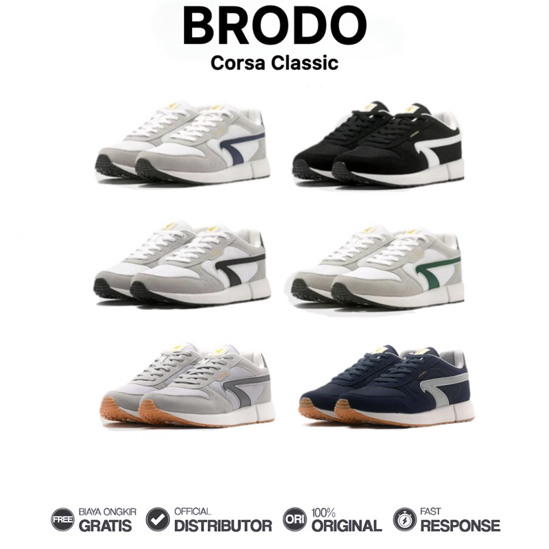 Brodo - Sepatu Corsa Classic Sneakers Casual Unisex Wanita Pria Original 100%