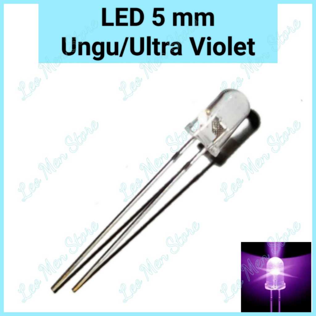 Lampu LED 5 mm Bening Cahaya Ungu~Lampu LED 5 mm UV/Ultraviolet