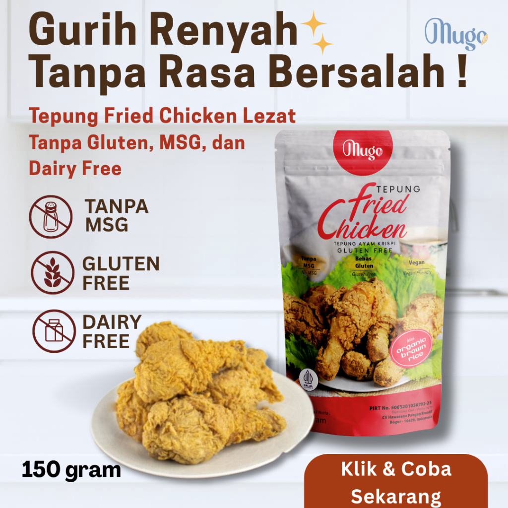 

Mugo Tepung Bumbu Ayam Goreng Fried Chicken Gluten Free Non MSG 150 gram