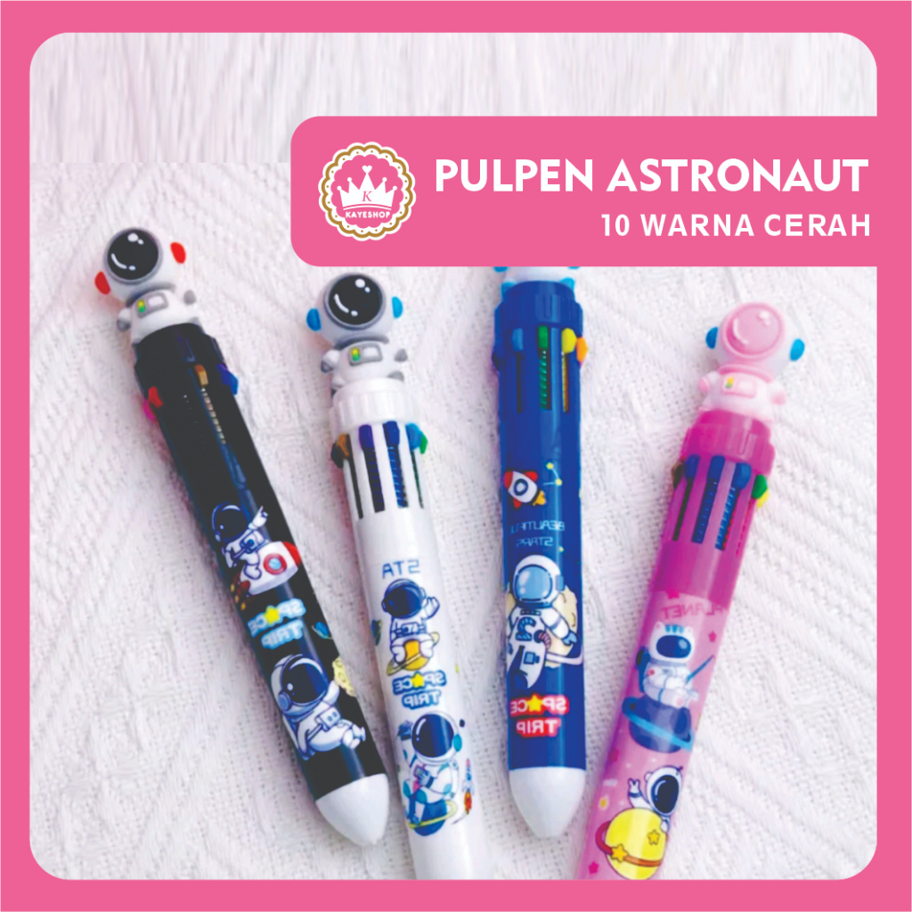 

Pulpen Astronot 10 Warna 3D Doll Kepala | Bolpen Pena Mekanik Karakter Anak