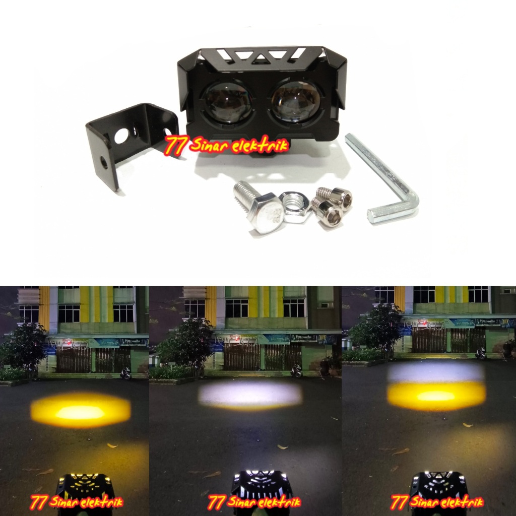 Lampu Tembak SQL 2 Mata MYTH Jauh Dekat Lampu Tembak Sorot Led D2 Laser 2 Mata Kuning Putih