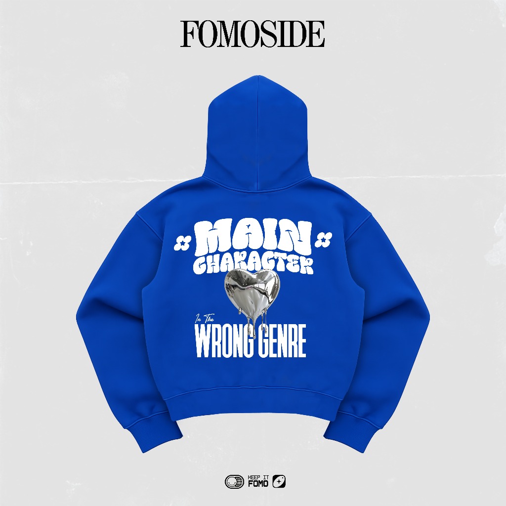 Double Zipper Boxy Cotton Fleece 300 gsm Tebal - Main Character - Quote Hoodie Zipper- Hoodie Zipper