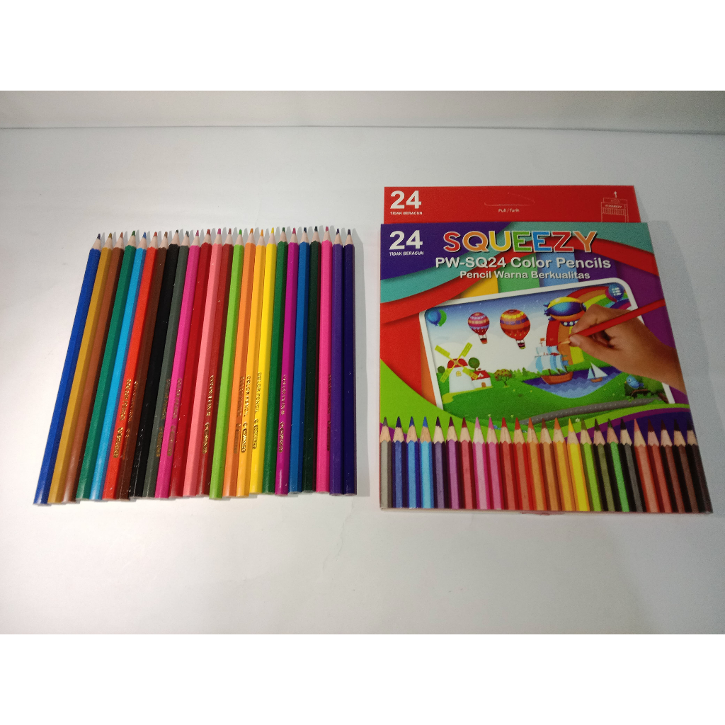 

(1 Set) Pensil Warna Squeezy 24 Warna Panjang / Color Pencil Squeezy 24 Warna Panjang