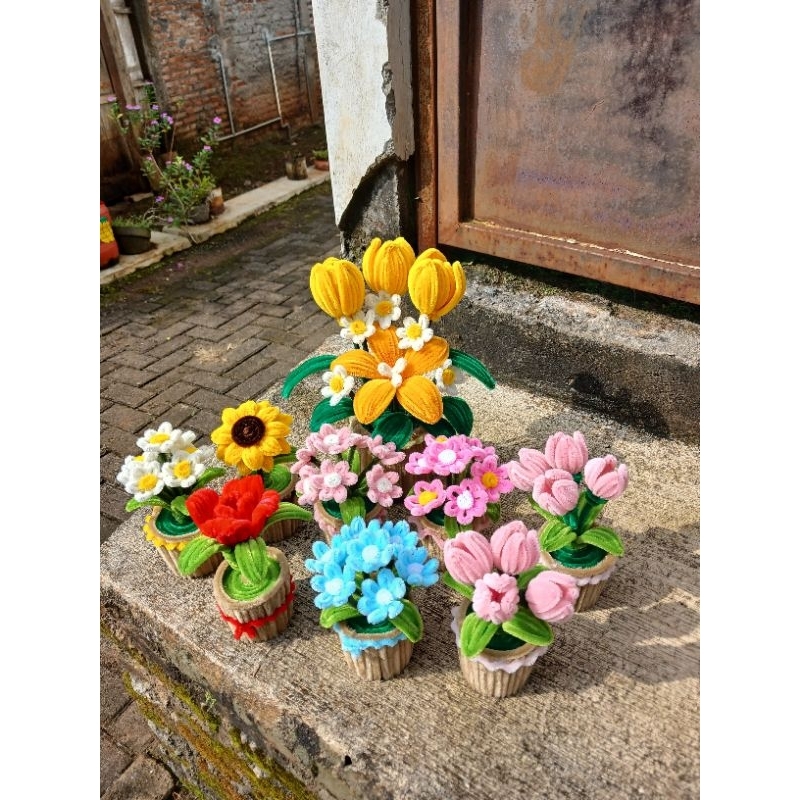 bunga abadi, bunga kawat bulu / kembang kawat bulu, kembang hias, kembang cantik, kembang lucu, hias