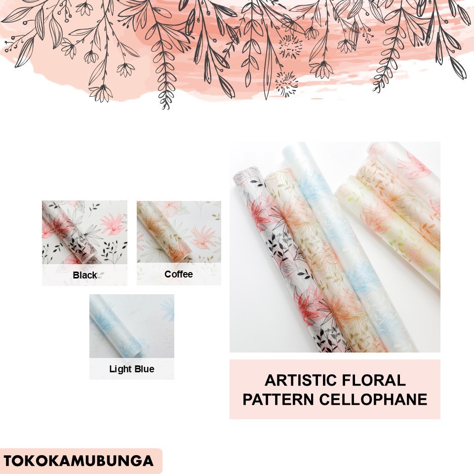 

[5 Lembar] Cellophane Transparan Motif Bunga Elegan | Flower Wrapping Paper / Kertas Buket Bunga