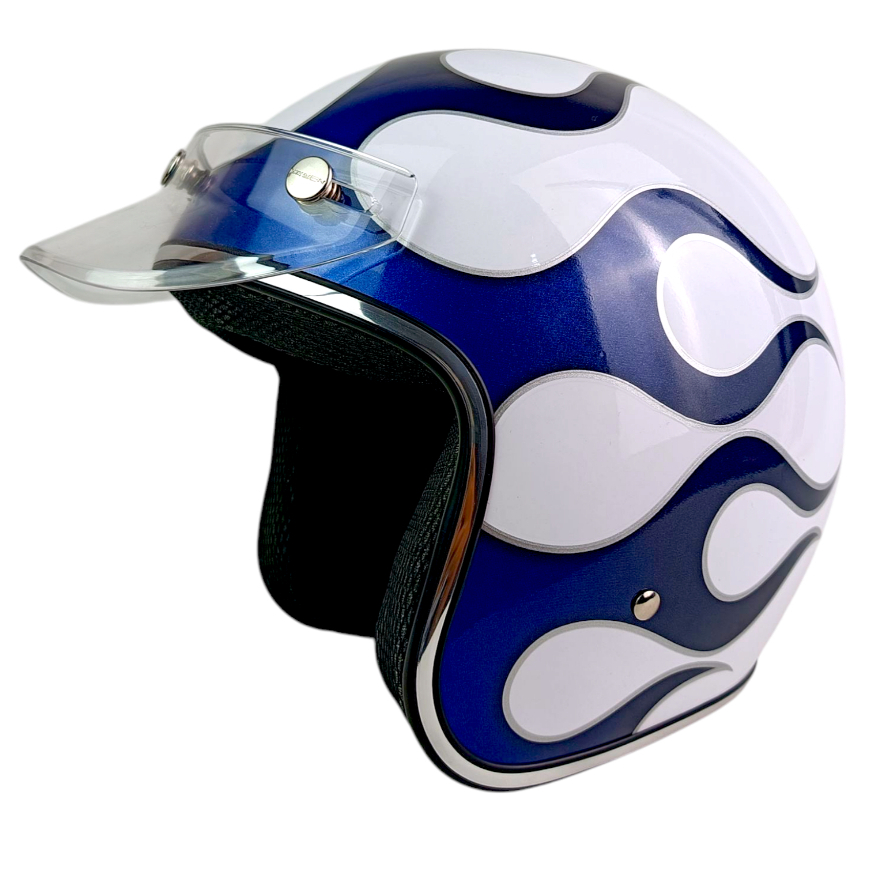 Helm Bogo Api List Chrome Putih Api Biru || Helm Chopeer SNI