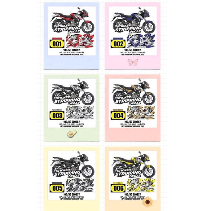 Bisa COD Stiker Striping Decal Bajaj Pulsar 180 DTS I Semifullbody Variasi AR 01 GLOSSY Semua Ready