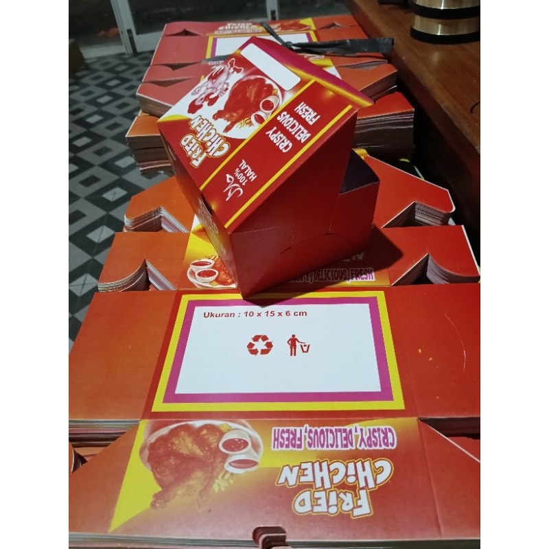 BOX chicken 2 warna isi 100 picis/kardus/box fried chicken/kardus Snack box/kardus nasi box kekinian