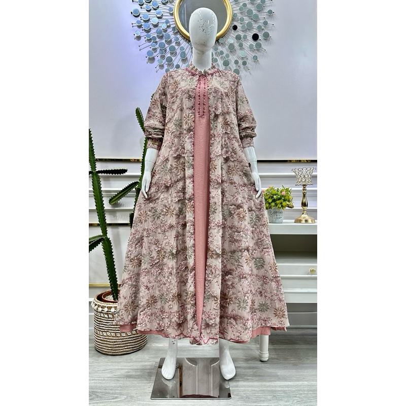 Gamis krinkel katun bordir layer by Salvina ys