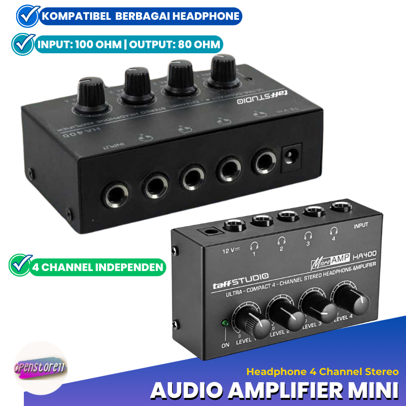 Audio Amplifier Mini Headphone 4 Channel Stereo