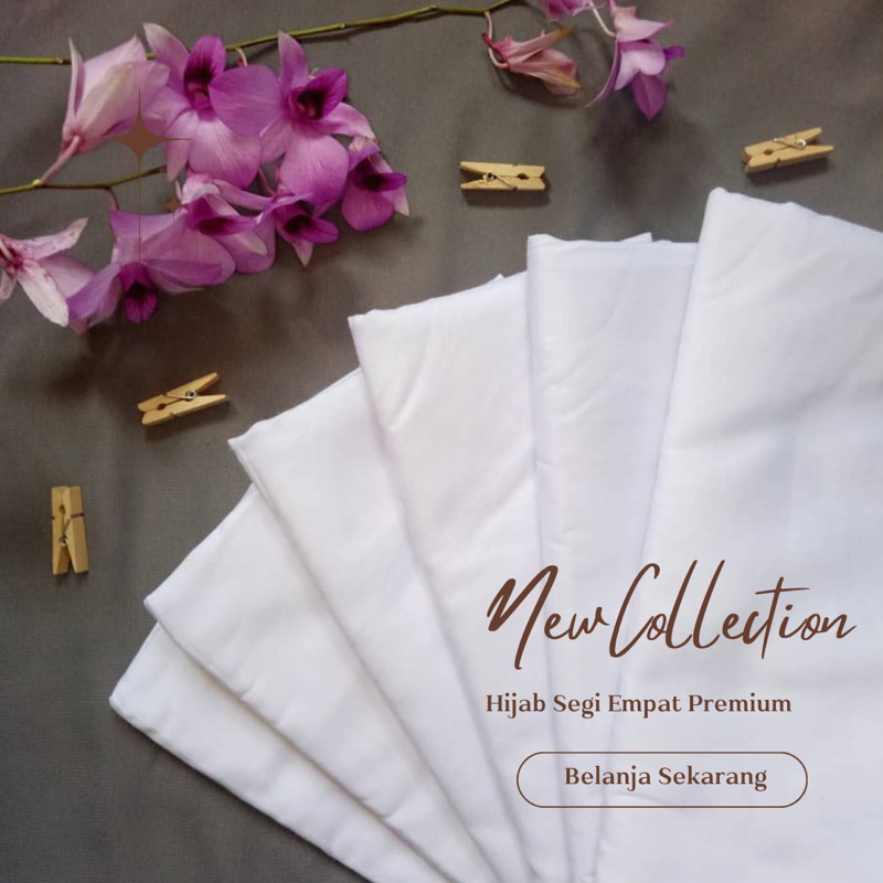 Hijab Paris Premium Sekolah Segi Empat Putih