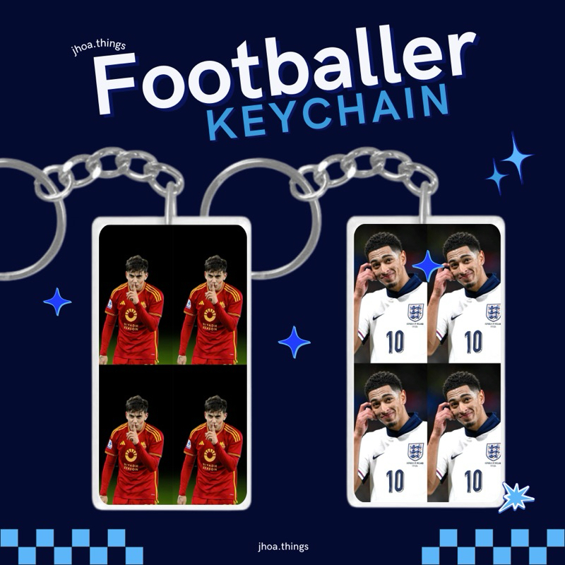 [KEYCHAIN] GANTUNGAN KUNCI AKRILIK PHOTO INSERT FOOTBALL KEYCHAIN MBAPPE DYBALA JUDE BELLINGHAM CHRI