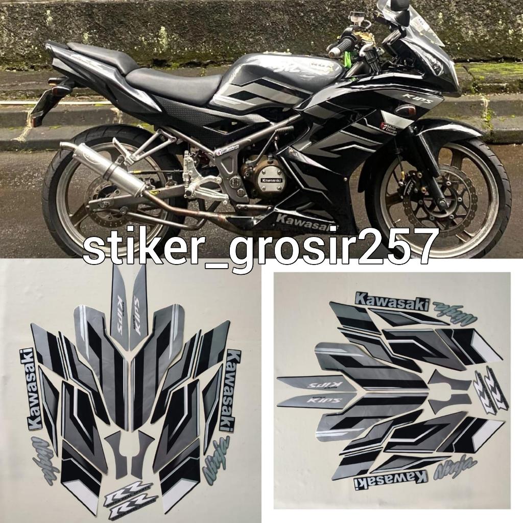 STIKER STRIPING LIS BODY MOTOR KAWASAKI NINJA RR SE 2015 HITAM ABU