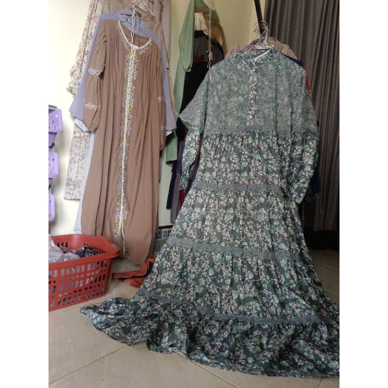 gamis katun jepang mix renda cantik
