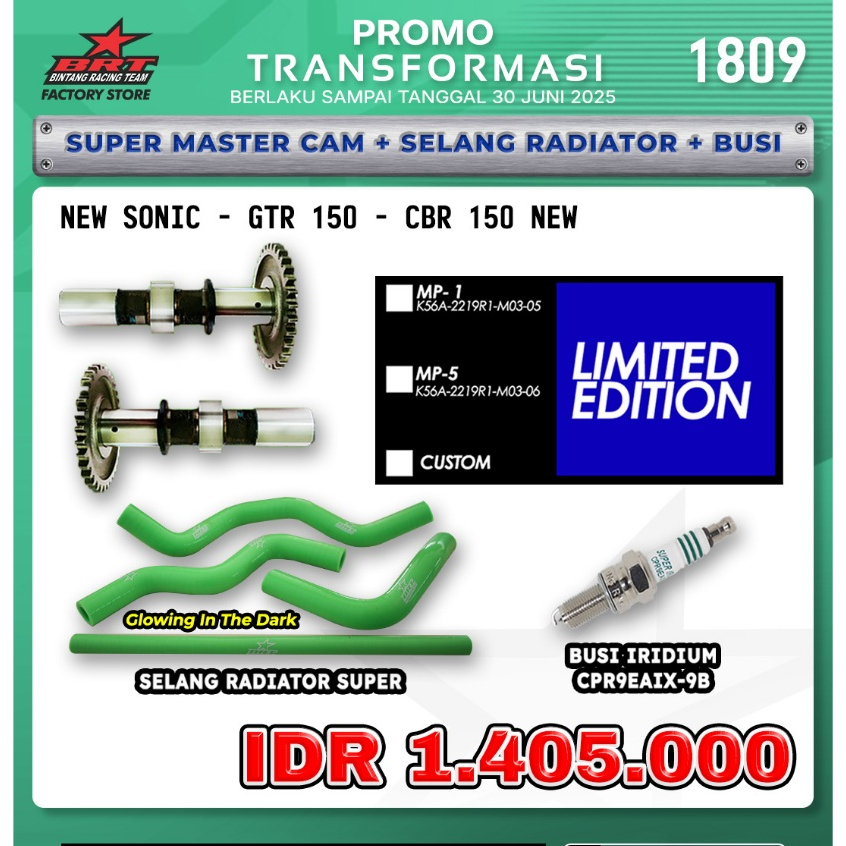 SUPER MASTER CAM + SELARANG RADIATOR + BUSI BRT/ SONIC