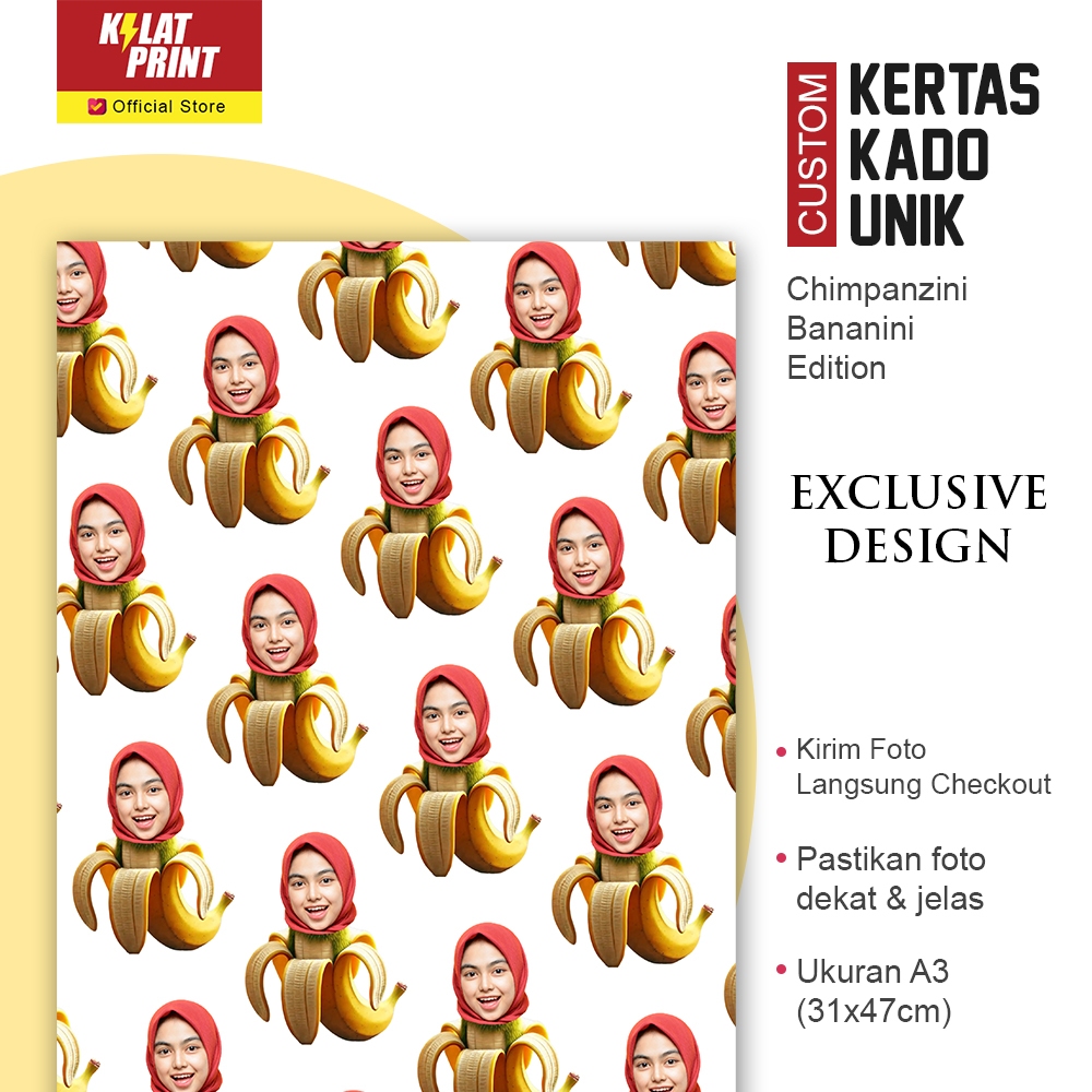 

Custom Kertas Kado Muka Kado Ulang Tahun Unik Chimpanzini Bananini Edition