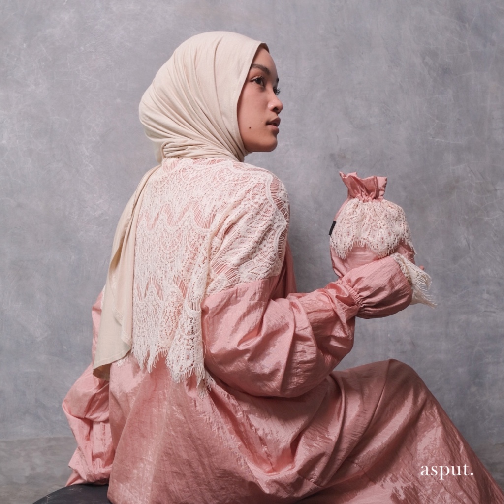 ASPUT - Kalila Coral Pink Mukena Abaya Parasut Kombinasi