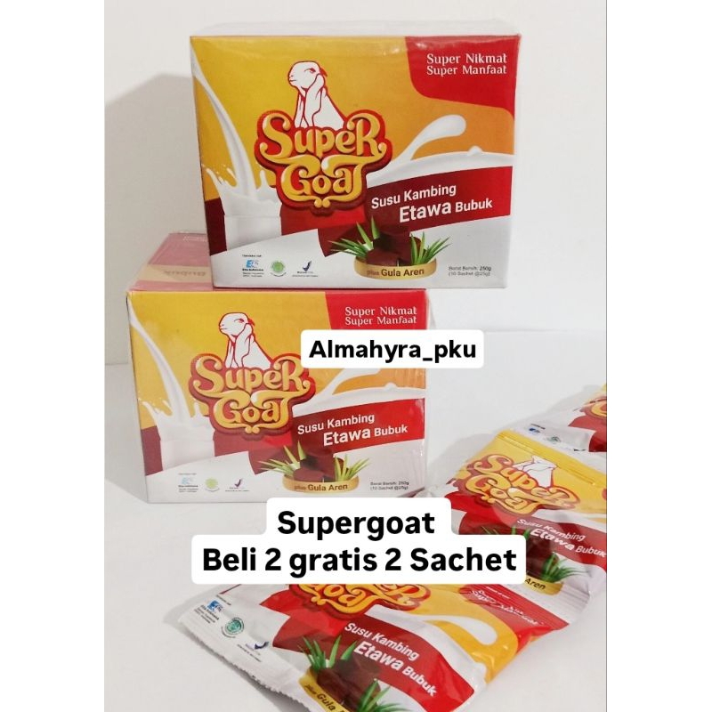 

Supergoat Paket 2 Box Free 2 sachet/ Susu Kambing Etawa Bubuk Dengan Gula Aren