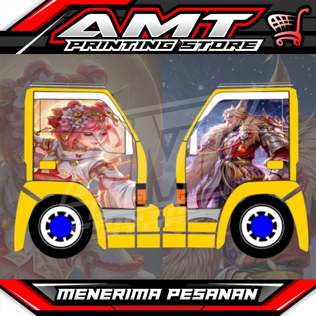 Stiker Decal Full Pintu Samping Truk Canter - Bisa Custom Desain Bebas