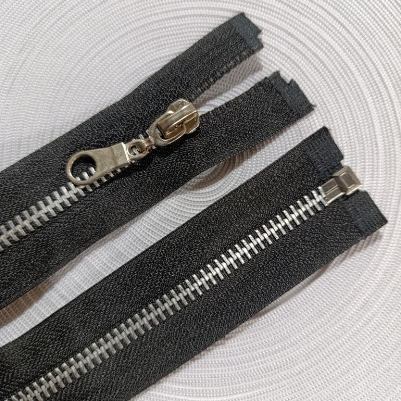 resleting besi 75CM alumunium SATUAN hitam silver resleting jaker