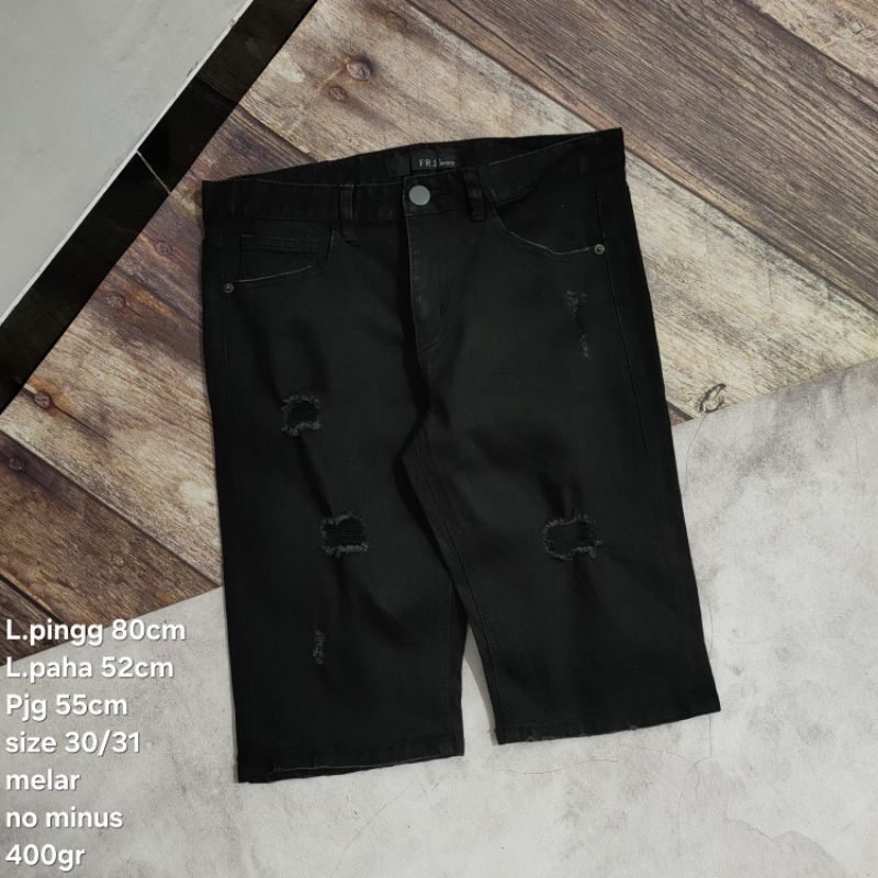 SP5 celana pendek jeans ripped FRJ size 30 31 pria cowok casual vintage denim short pants harian san
