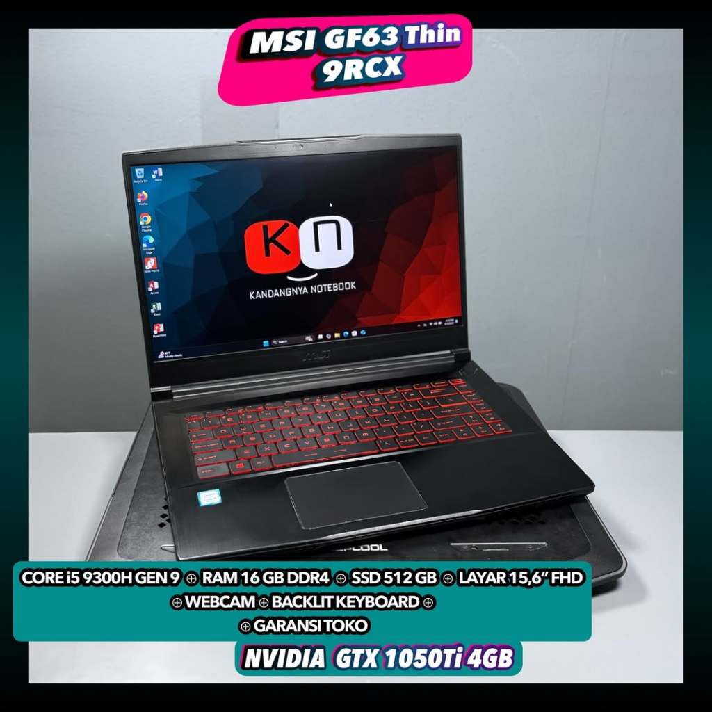 Msi GF63 Thin 9RCX Core i5 9300H GTX1050Ti Ram16/512GB