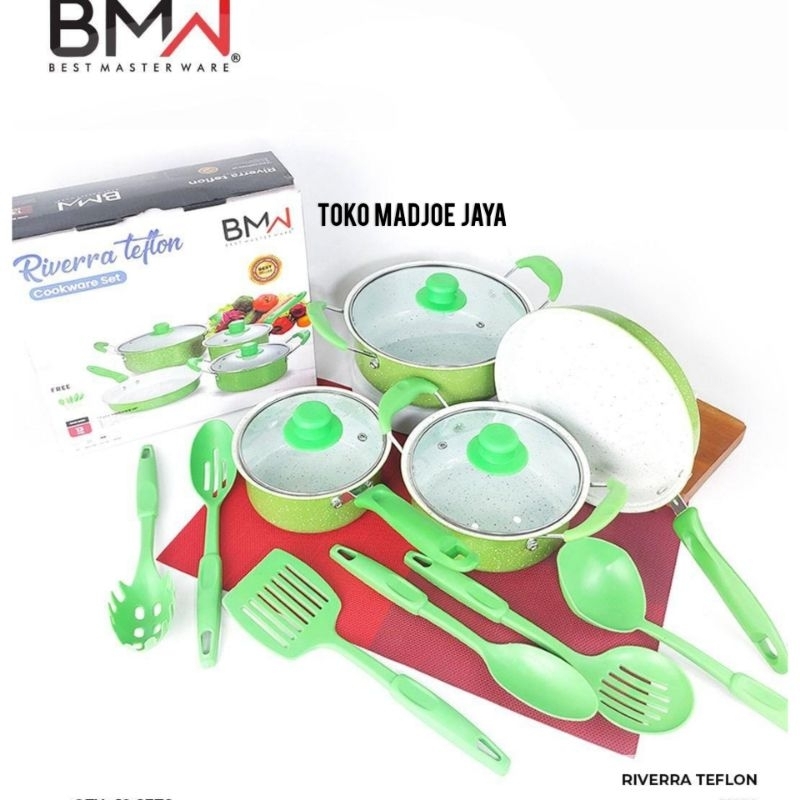BMW RIVERRA TEFLON 13 SET WARNA HIJAU ANTI LENGKET FREE BUBBLE WRAP