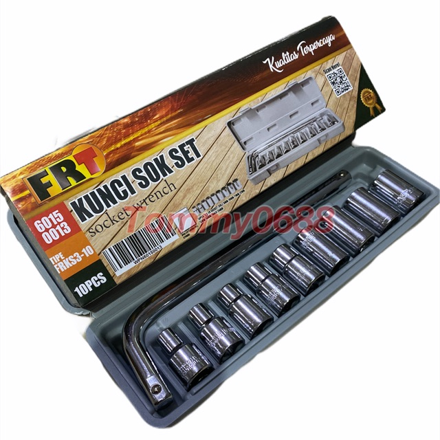 Kunci Sock set FRT & TONE 10 Pcs / Socket Wrench Set 1/2 inch 8-21 mm