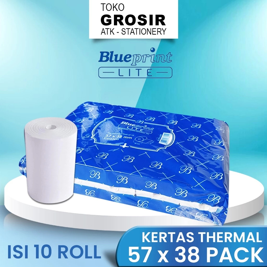 

(LIVE) 57X38 (1 PACK) KERTAS KASIR STRUK KERTAS THERMAL TERMAL EDC BRI PPOB Blueprint LITE 57MM CORELESS ≈ 58x40