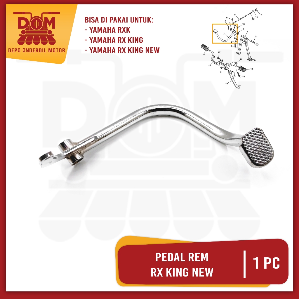 Pedal Rem RX King New (ERASER/TOKAIDO) Pedal Injakan Kaki Bawah Rim Belakang Yamaha RXK King Cobra