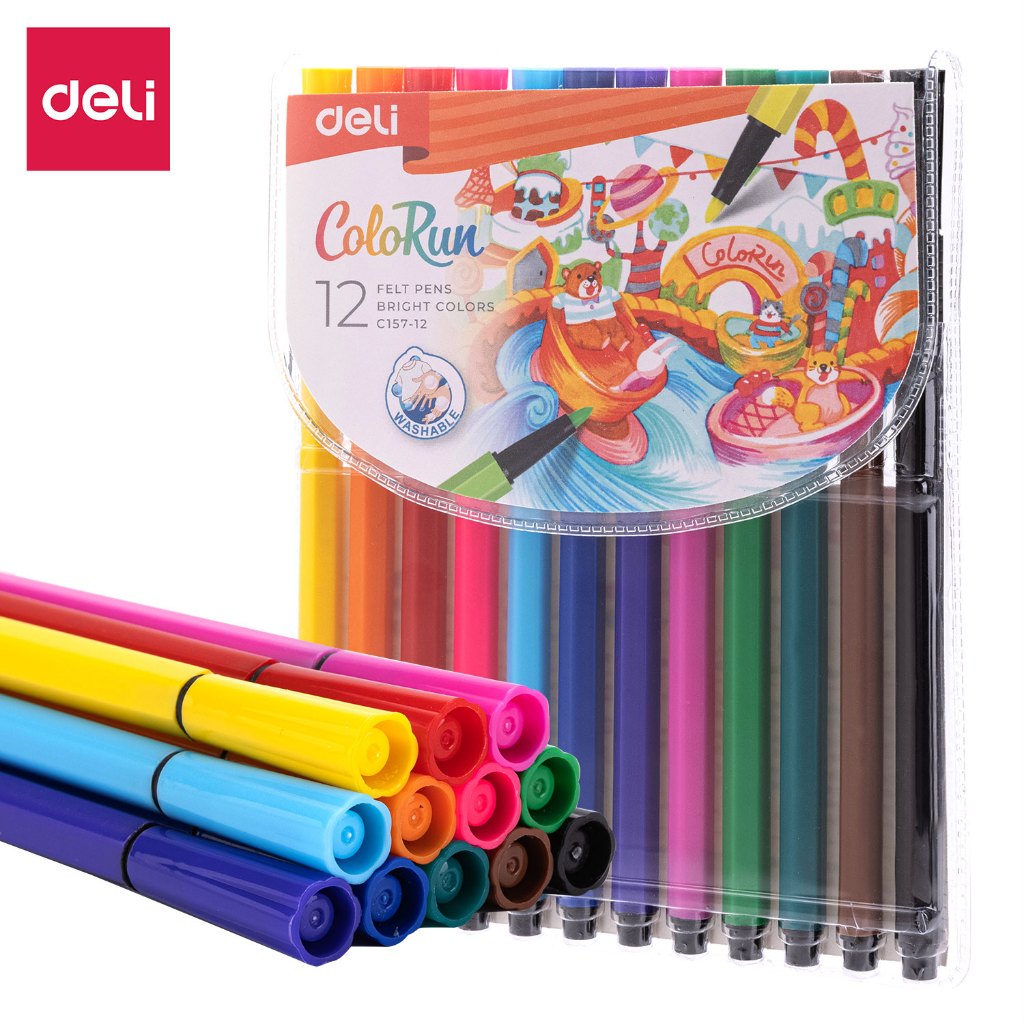 

Deli 12/18/24 Colors Colorun Watercolor Pen Art Painting Felt Pen School Supplies C157-12/C157-18/C157-24