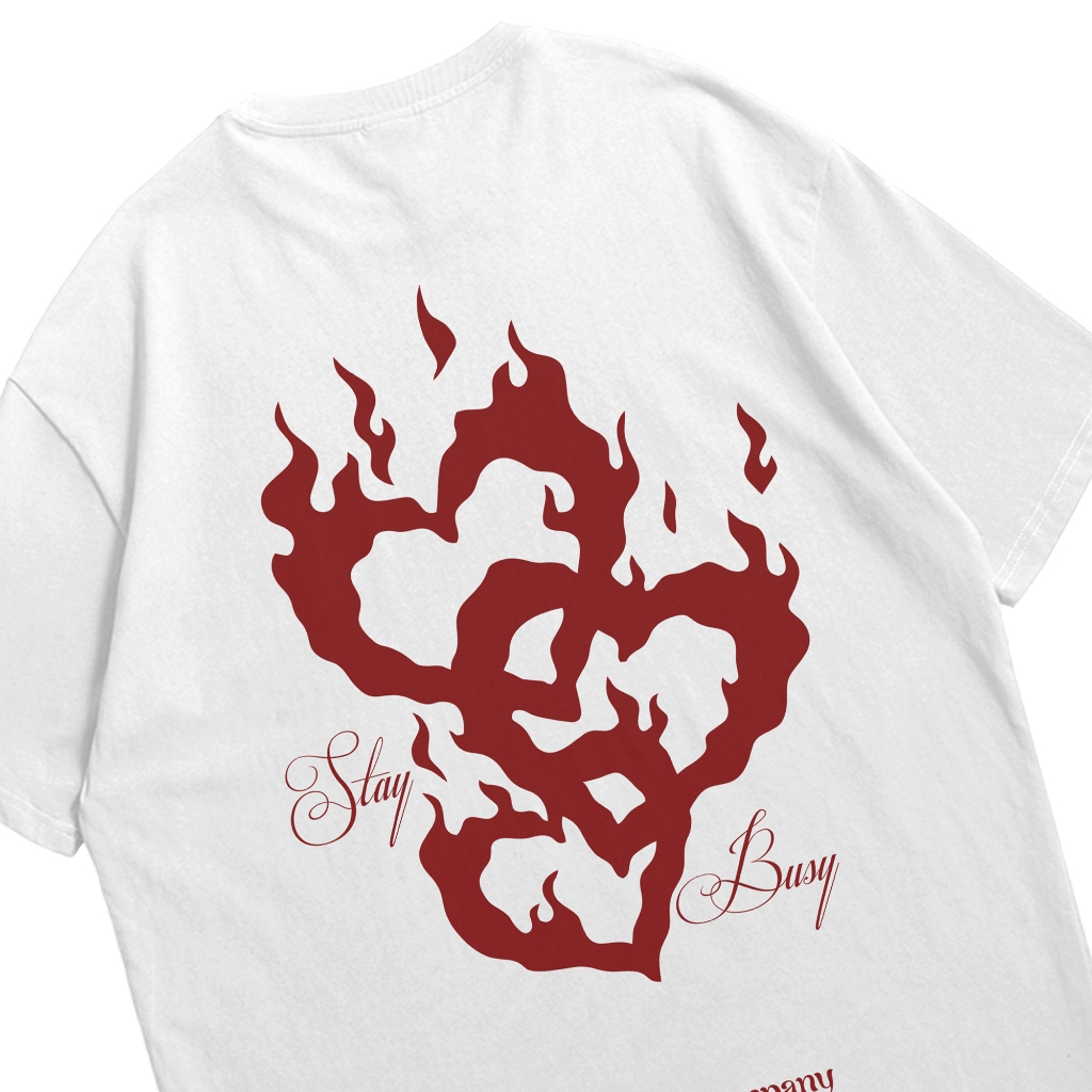 Troy Company Oversize Tshirt White Burned Love - Kaos Oversize Putih Lengan Pendek OVD 3117