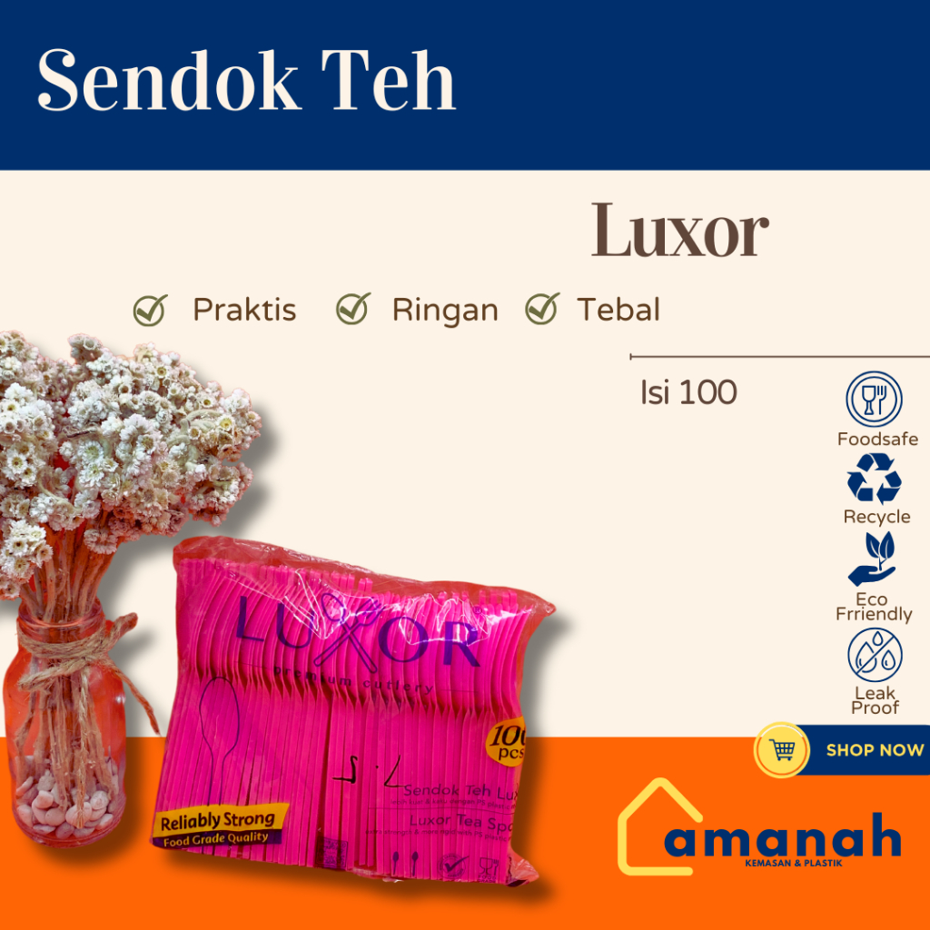 [100 pcs] Sendok Teh Plastik Warna "Luxor"/ Sendok Teh